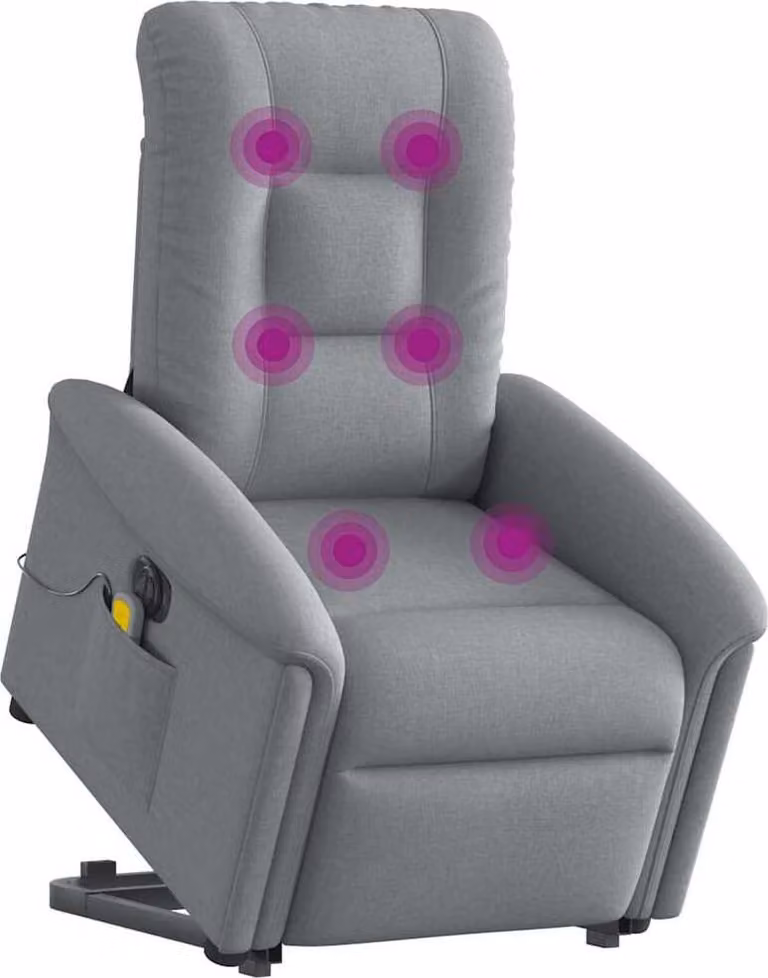 Poltrona Alzapersona Massaggi Elettrica Grigio Chiaro Tessuto