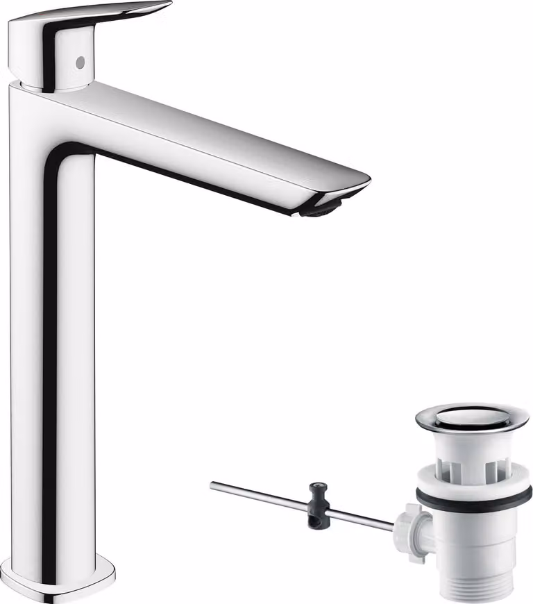 hansgrohe Logis Mitigeur de lavabo Fine, ComfortZone240, bonde à tirette, saillie 172mm, 71257000, 71257000