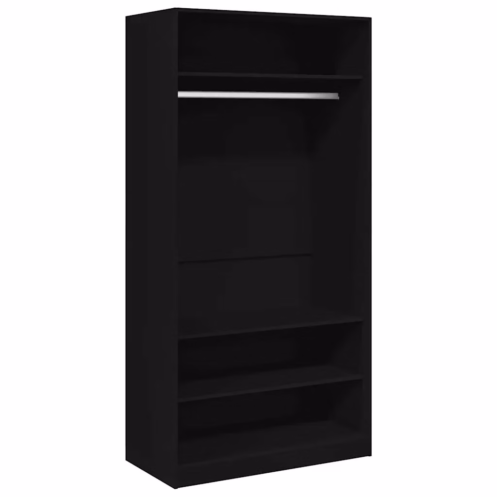 vidaXL Armadio Nero Moderno in Legno con Ripiani e Appendiabiti L: 100 cm, P: 50 cm, H: 200 cm – 2
