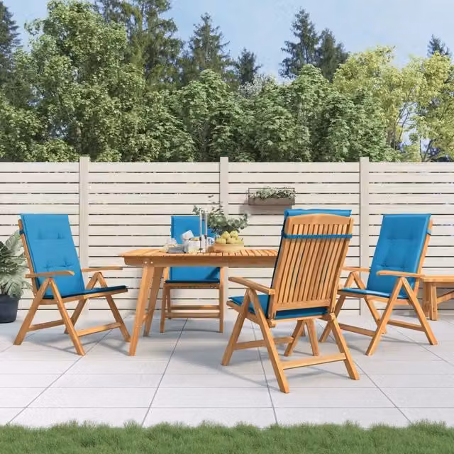 Sedie Reclinabili Pieghevoli con Cuscini 4 pz in Legno di Teak 3196467