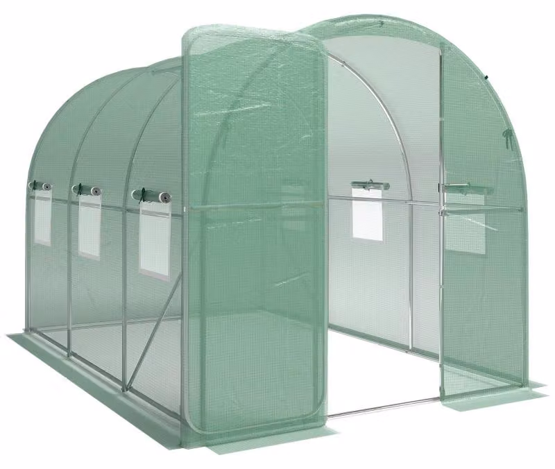 Serra Kas, dimensioni 3 x 2 x 2 metri. Porta chiudibile e 6 finestre con zanzariera. Peso: 18,9 kg. Struttura in acciaio. Ideale per piante e ortaggi