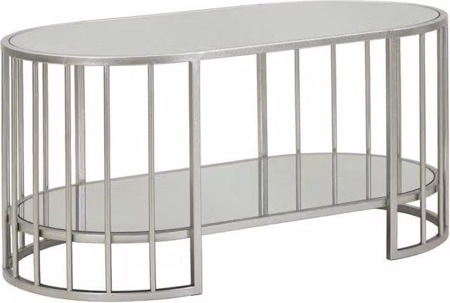 Tavolo da Caffè Smirne 90x50x45 cm in Ferro e Specchio Argento