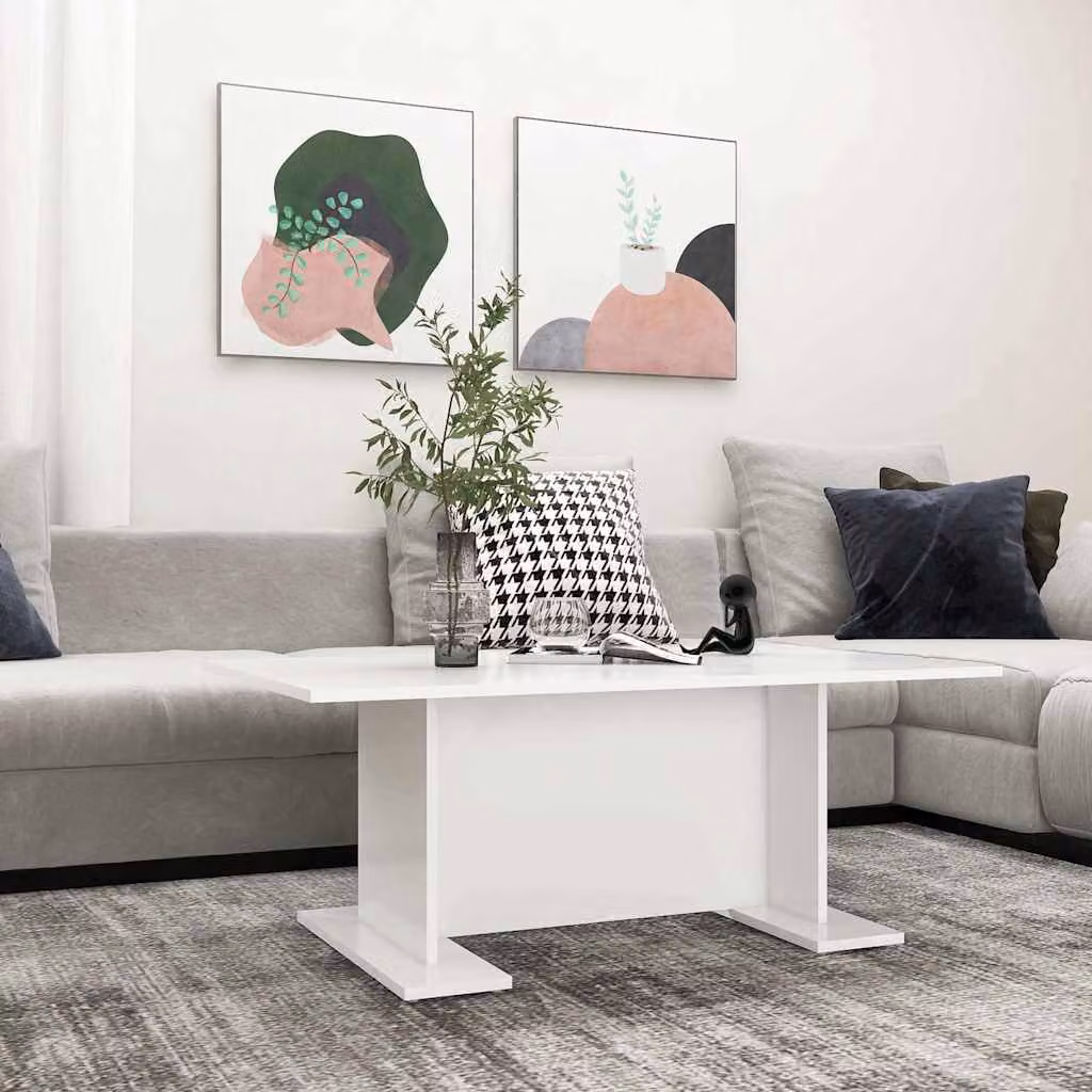 vidaXL Tavolino da Salotto Moderno Bianco in Legno L: 103,5 cm, P: 60 cm, H: 40 cm