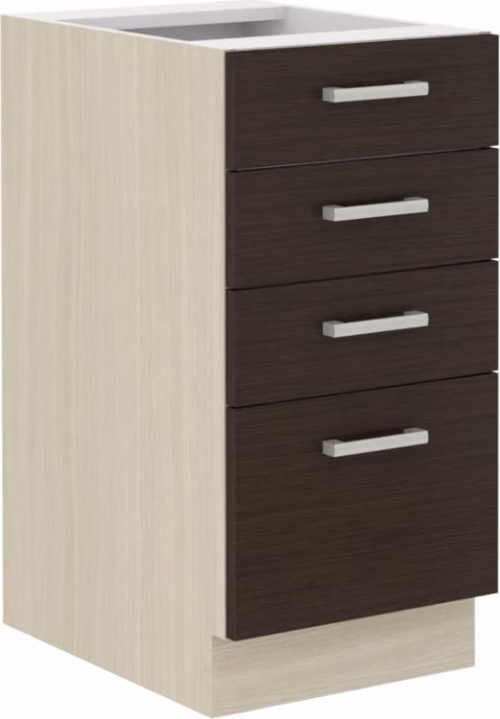 Armadietto da cucina con cassetti CHRYSI - larghezza 40 cm, rovere ferrara / legano scuro