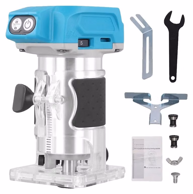 Fresatrice per legno, 5 velocità regolabili, motore brushless da 800 W, senza batteria