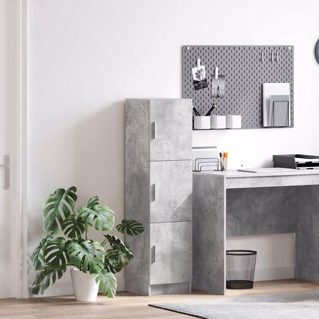Credenza moderna vidaXL in grigio cemento con ante a battente L/P/H: 122.5 x 31.5 x 32 cm