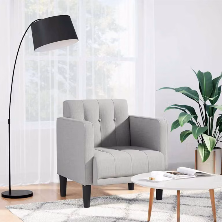 vidaXL Poltrona Lounge con Braccioli in Tessuto Grigio Moderno