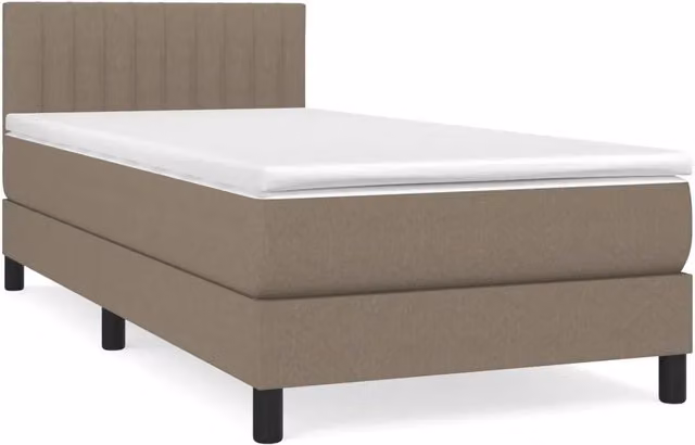 Letto singolo | Letto per adulti | Giroletto a Molle con Materasso Tortora 90x190 cm in Tessuto