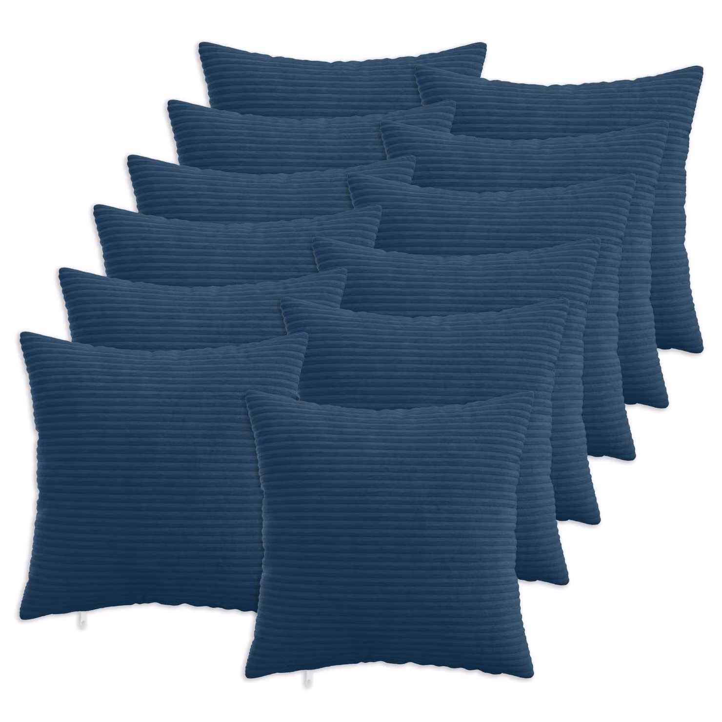 Set di 12 federe vidaXL HEERLEN in velluto a coste blu navy, L/P: 50 x 50 cm