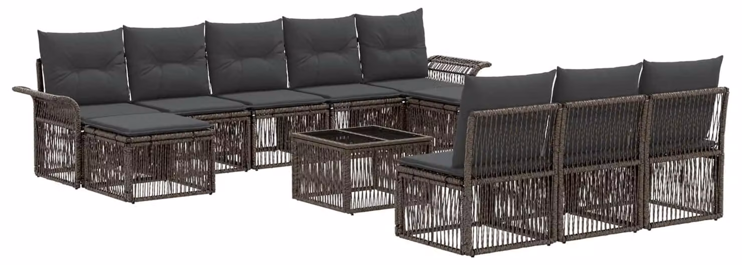 Set Divano da Giardino 11 pcs Grigio polyrattan