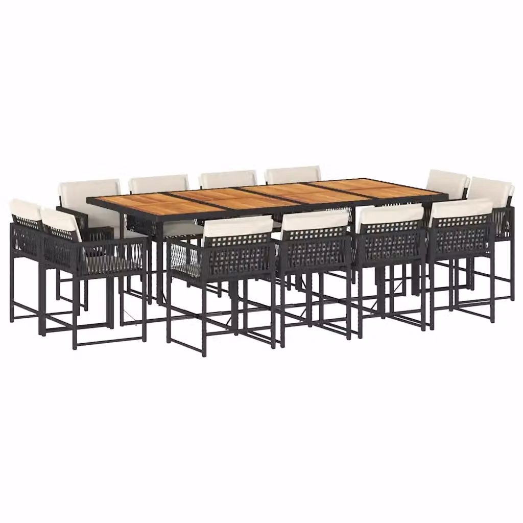 Set da pranzo da giardino vidaXL in polyrattan con tavolo in legno di acacia e 13 pezzi nero – 2