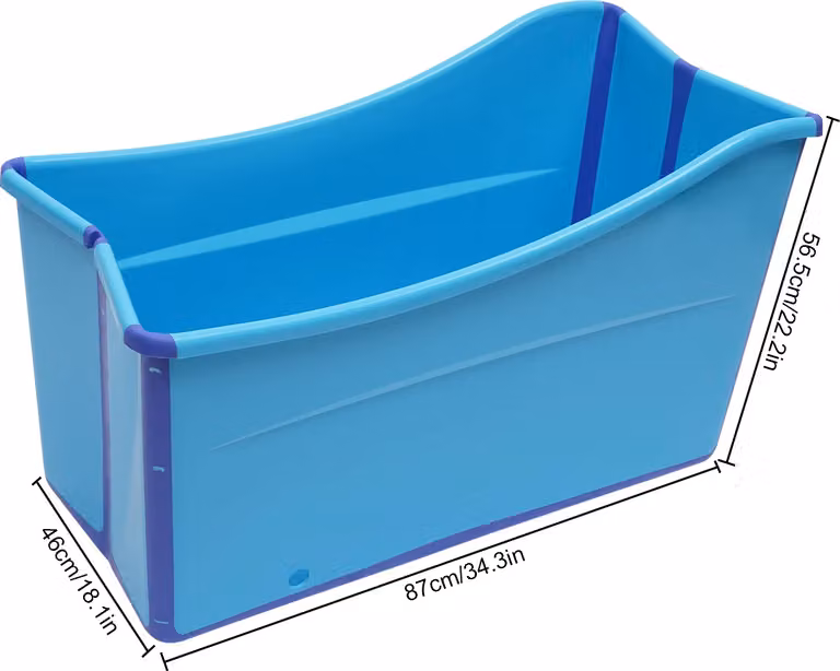 Vasca da bagno pieghevole, design salvaspazio, capacità massima di carico di 90 kg, colore blu
