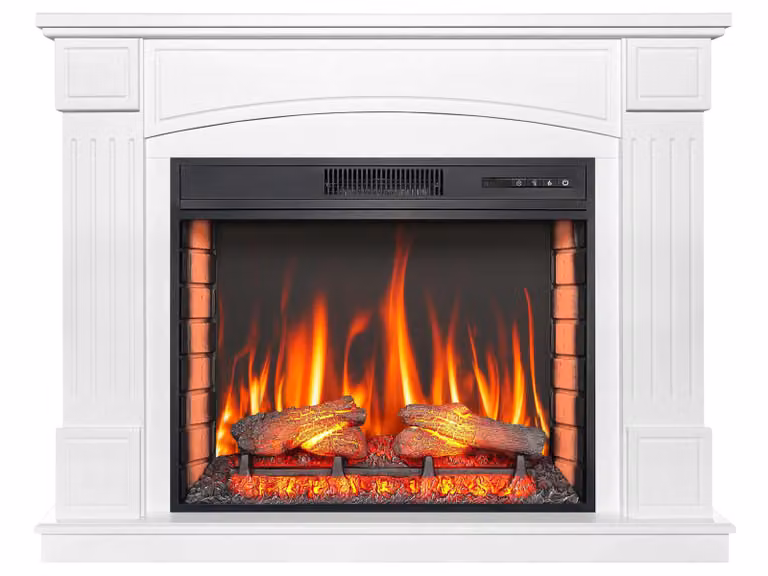 ArtiFlame Camino elettrico da appoggio con funzione riscaldante BOSTON AF28S LED, 12 livelli di riscaldamento, timer, effetto fiamma realistico, 3 livelli di luminosità, telecomando, bianco