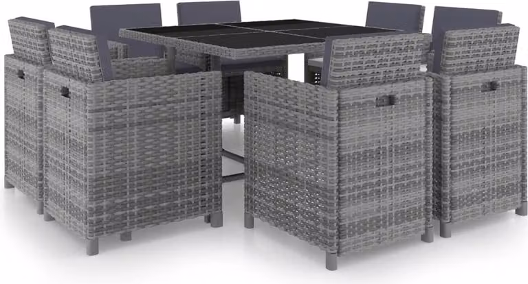 Maison Exclusive - Set da giardino completo di 9 pezzi, con sedute, in rattan sintetico grigio antracite