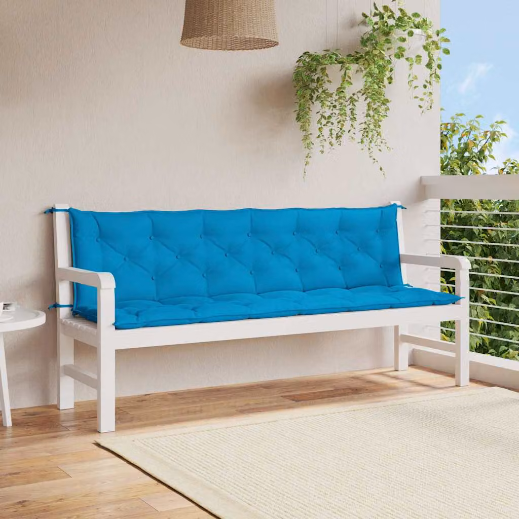 Set di 2 cuscini per panca vidaXL in tessuto Oxford blu, L 200 cm x P 50 cm x H 7 cm