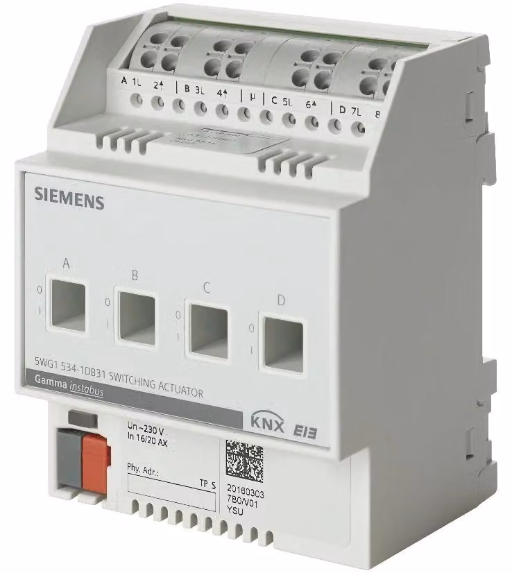 Attuatore di commutazione 4x230VAC, 10AX - Attuatore di commutazione per domotica KNX 5WG1532-1DB31