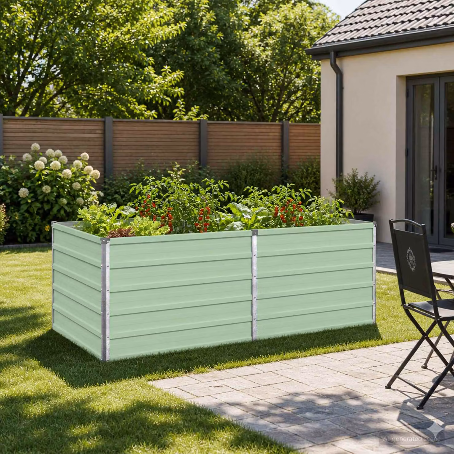 Letto rialzato da giardino vidaXL in metallo verde, L: 160 cm, P: 80 cm, H: 55 cm