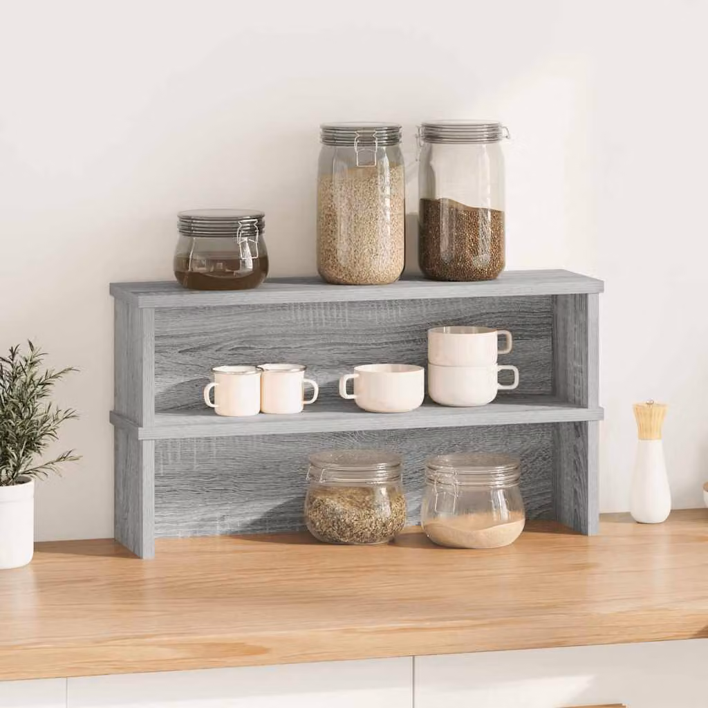 vidaXL Scaffali da Cucina Impilabili 2 pz Grigio Sonoma 50x15x16 cm