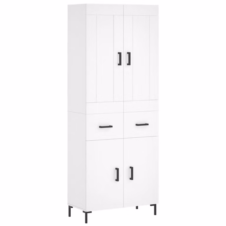 Credenza Bianca 69,5x34x180 cm in Legno Multistrato