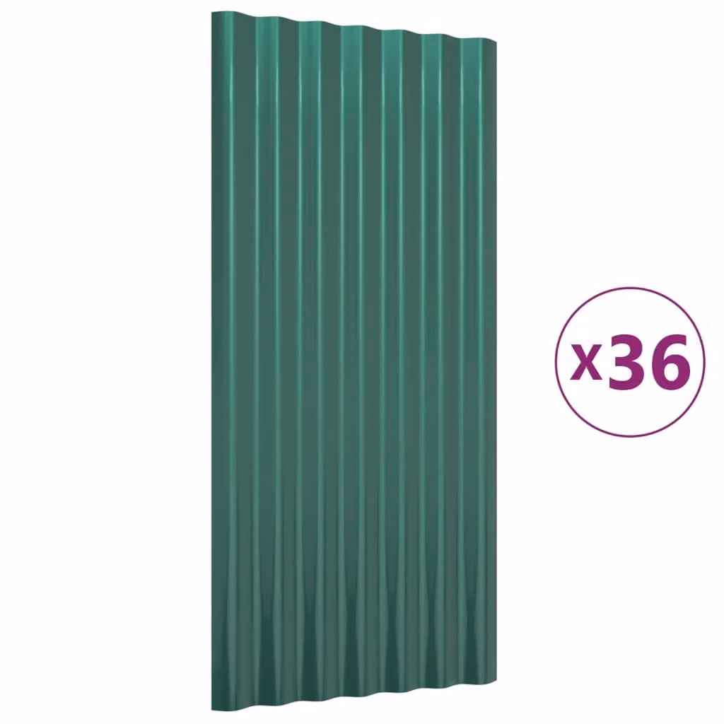Pannelli Tetto 36pz Acciaio Zincato Verde 80x36 cm