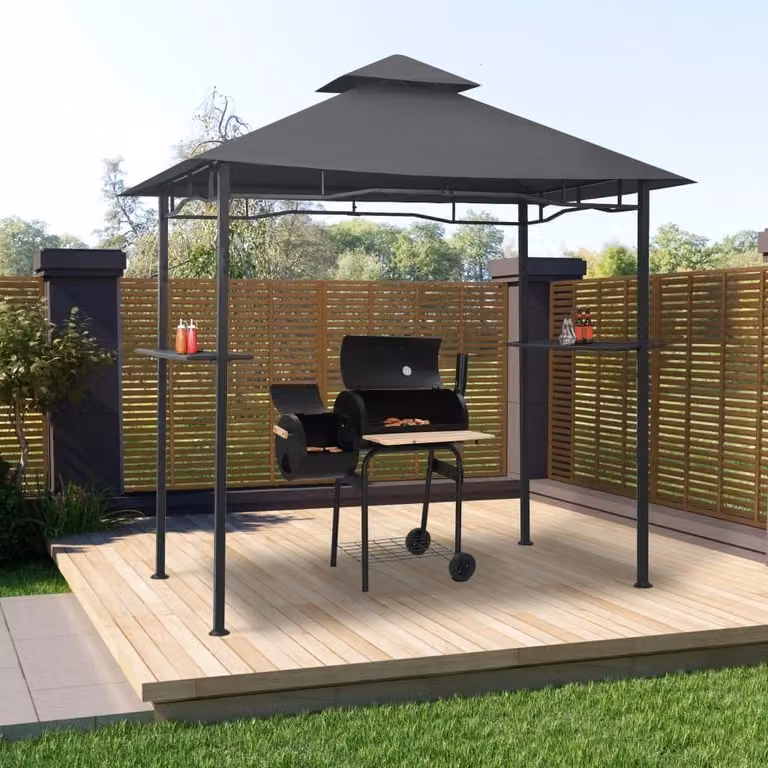 The Living Store BBQ-Pavillon 240x150x255 cm Anthrazit Stahl