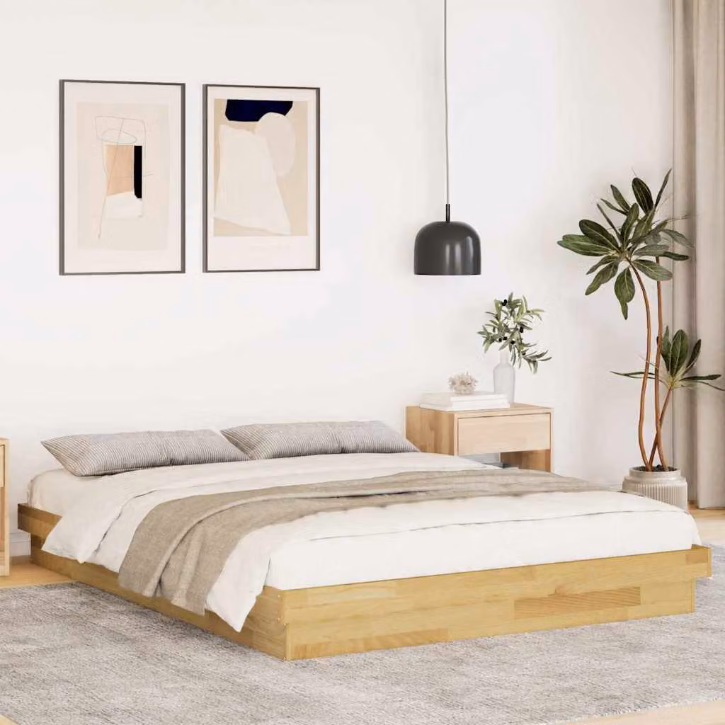 vidaXL Struttura Letto in Legno di Rovere Senza Materasso, Colore Rovere, L 150 x P 200 cm