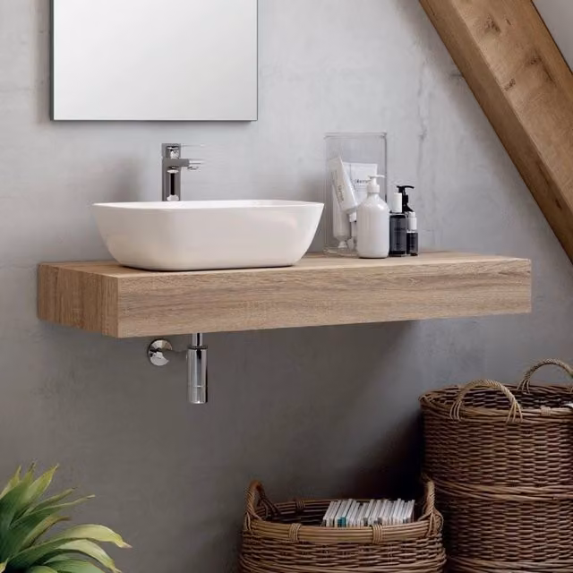 Mensola bagno rovere cambrian per lavabo d'appoggio Ely 120x45: eleganza e funzionalità per il tuo bagno
