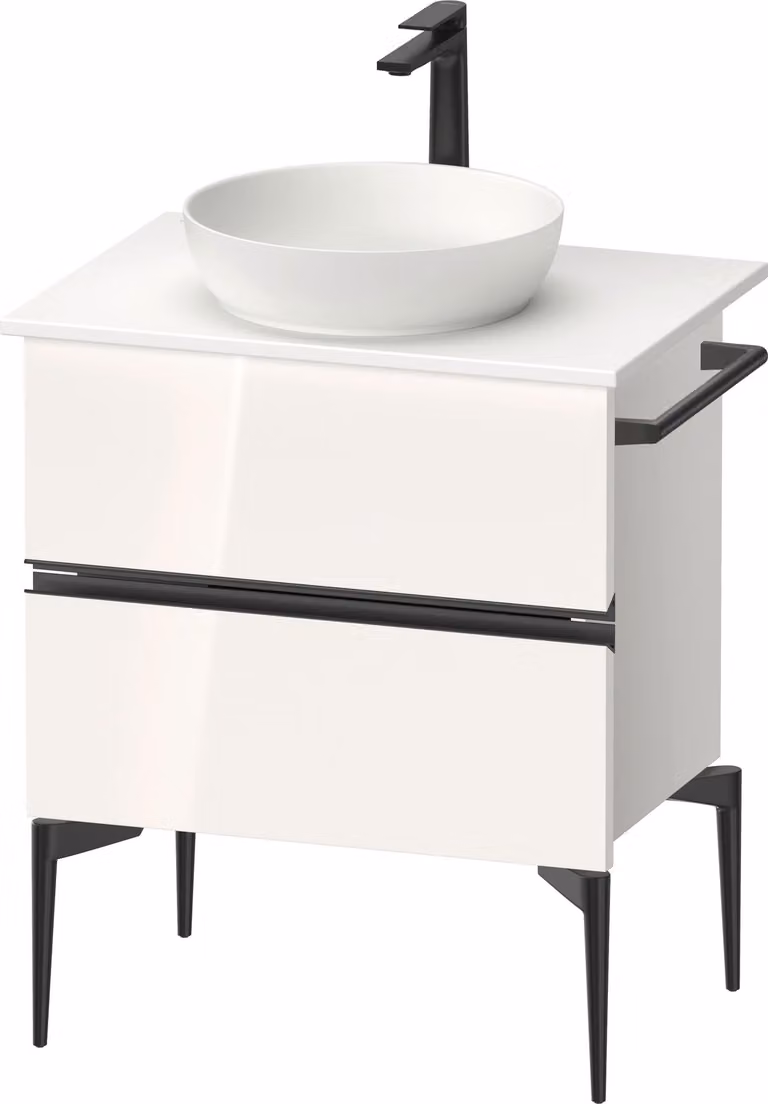 Duravit Sivida Meuble sous-lavabo sur console, 2 tiroirs, poignée noire diamantée mate, 645x475x548mm, SV46570BD220000, SV46570BD220000