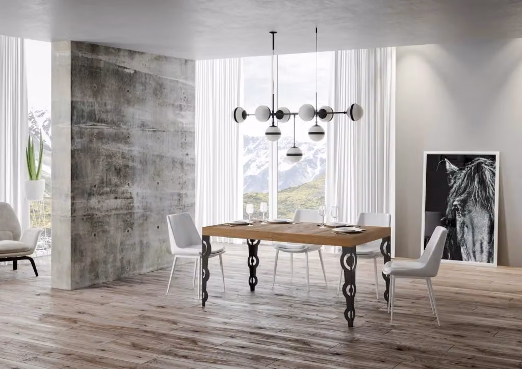 Tavolo da pranzo rettangolare allungabile GIORDANOSHOP in finitura rovere marrone, L/P/H: 140/244 x 90 x 77 cm – 2