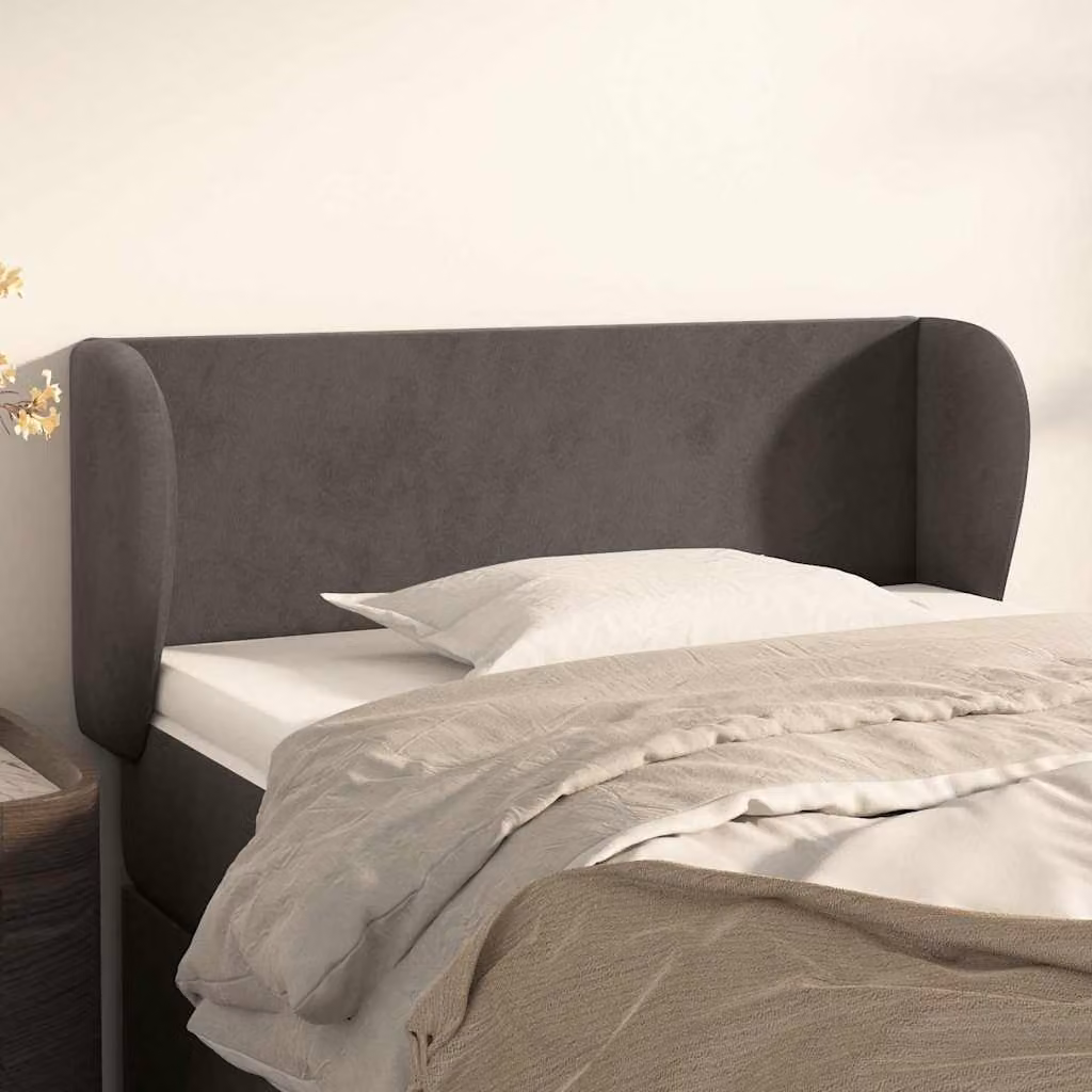 Testiera ad orecchio vidaXL in velluto grigio scuro L: 83 cm, P: 23 cm, H: 78-88 cm