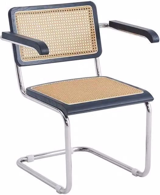 LÚZETE - POLTRONA WEBSTER RETTO NERO RATTAN NATURALE