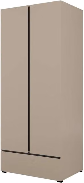 Armadio HAVANA 90 cm – Beige e nero – 2 porte + 1 cassetto – Design compatto e contemporaneo