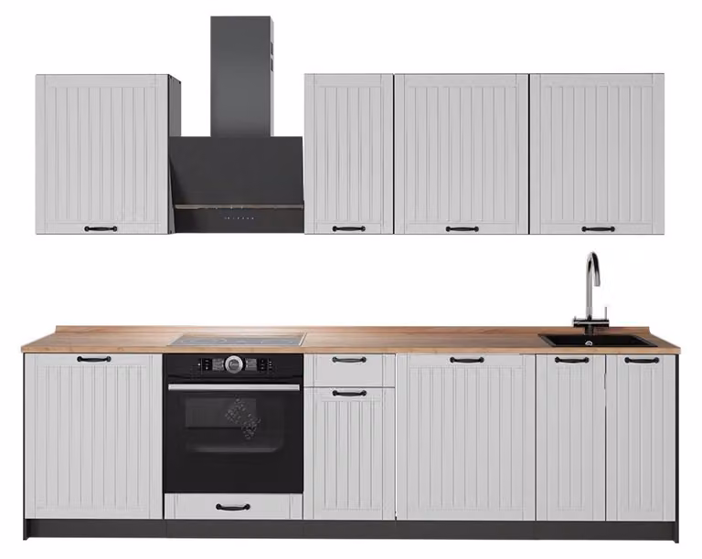 Cucina componibile Vicco Fame-Line Bianco rustico/Antracite 280 cm, PL Rovere, Model 64182