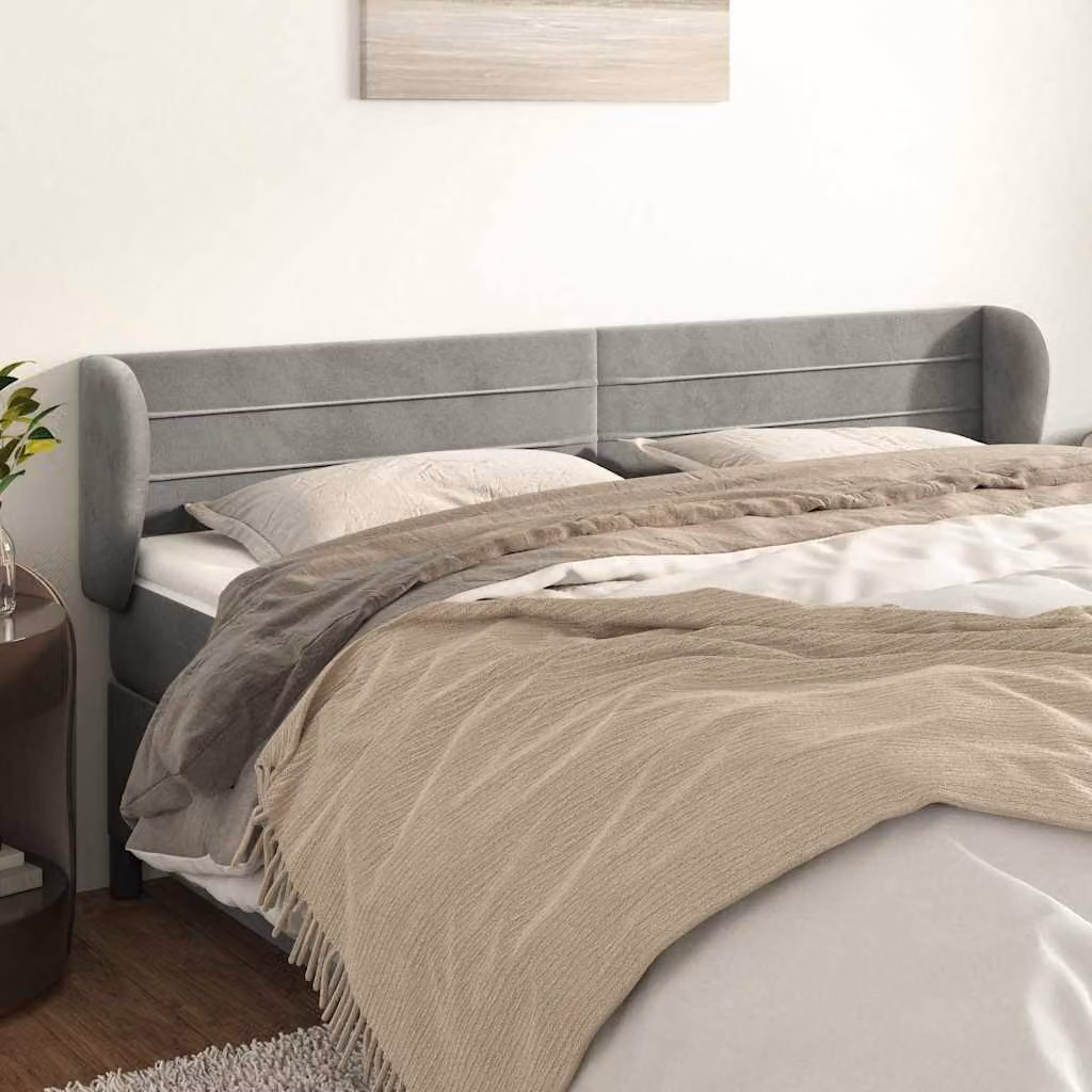 Testiera ad orecchio vidaXL in velluto grigio chiaro L: 203 cm, P: 23 cm, H: 78-88 cm
