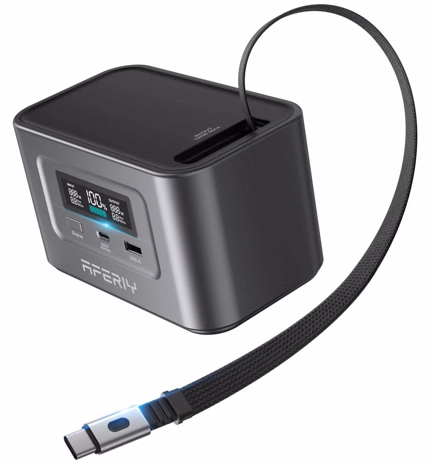 Stazione di ricarica portatile Nano100 - 100 W, 99,2 Wh - cavo USB-C estensibile - ricarica completa in 1,5 ore - batteria LiFePO4 con oltre 3000 cicli di ricarica - presa UE