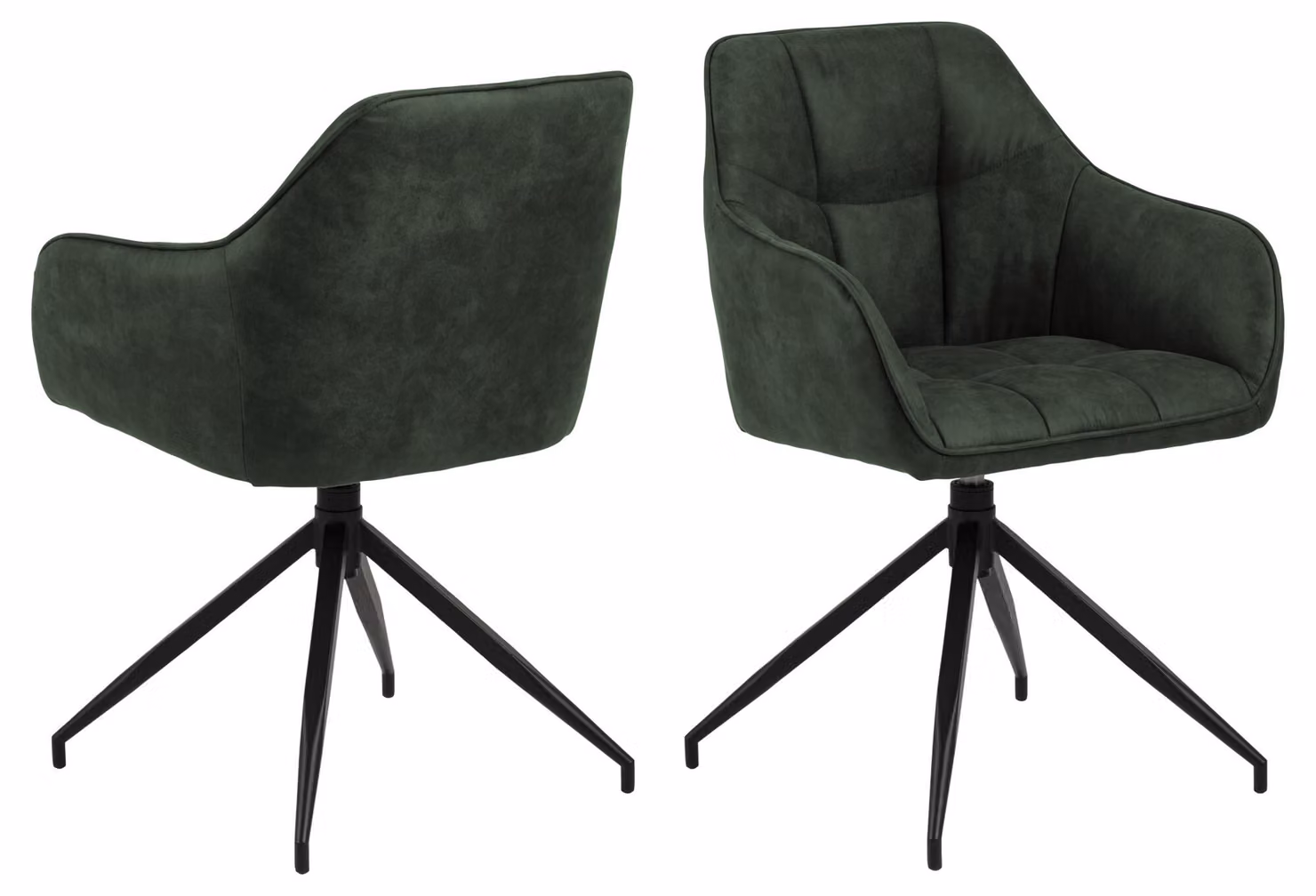 Design Scandinavia Sedia da pranzo con braccioli Brenda, tessuto, oliva