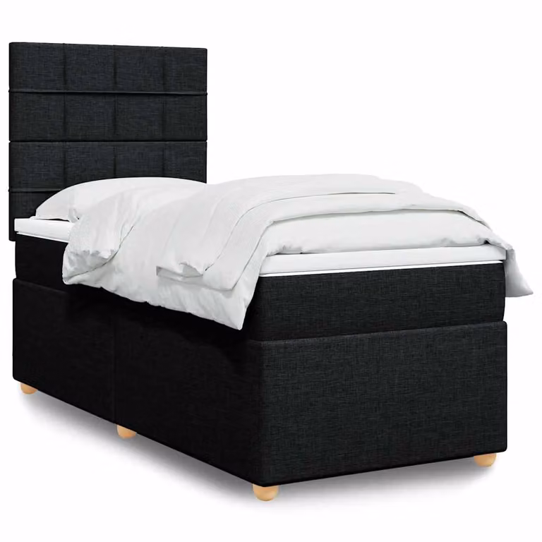 vidaXL Giroletto a Molle con Materasso in Tessuto Nero L: 200 cm, P: 100 cm