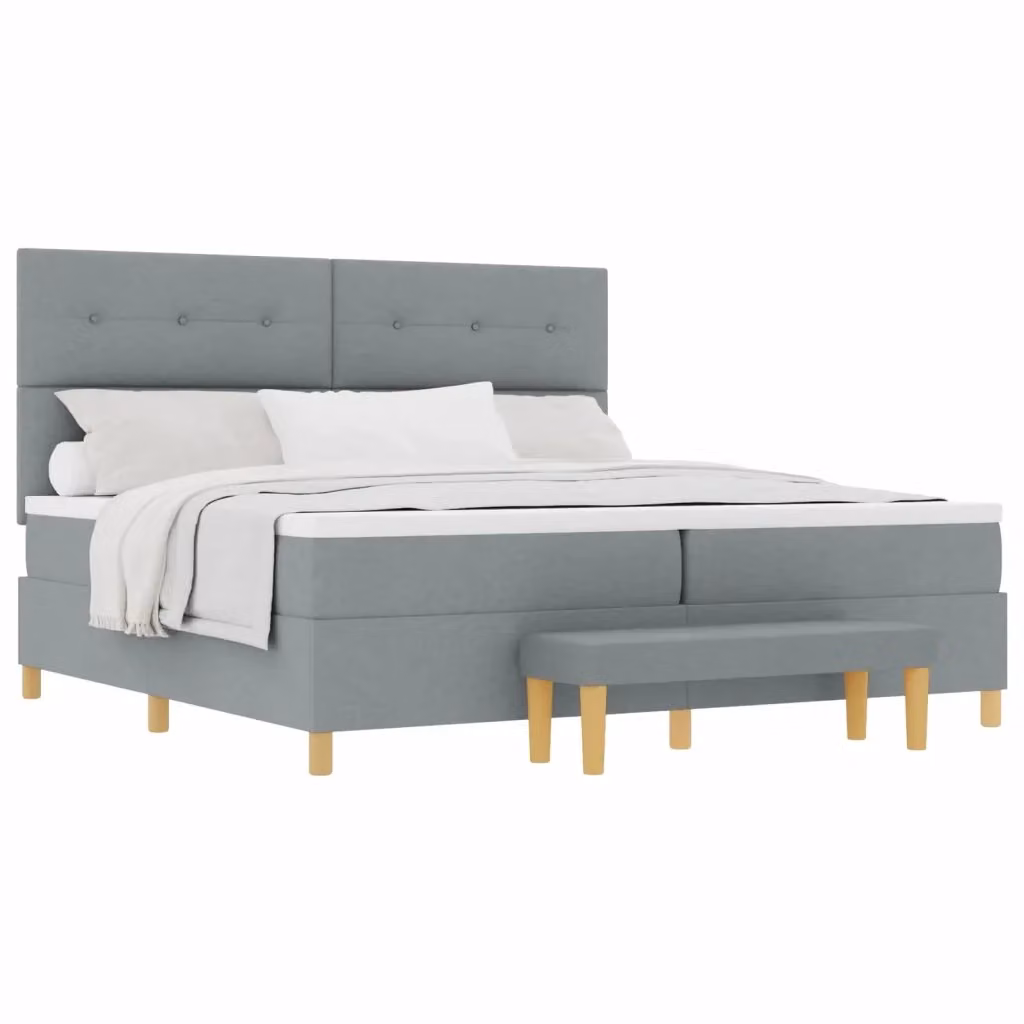 Letto a molle moderno vidaXL con testiera in tessuto grigio L: 200 cm, P: 200 cm, H: 128 cm – 2