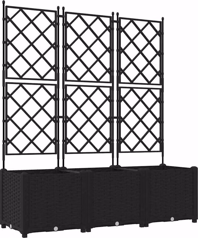 Vaso da giardino 3 pcs Nero 120 x 40 x 143 cm Plastica