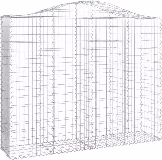 Cesto gabbione ad arco per recinzione e muro di contenimento in ferro zincato argento L: 200 cm, P: 50 cm, H: 160/180 cm