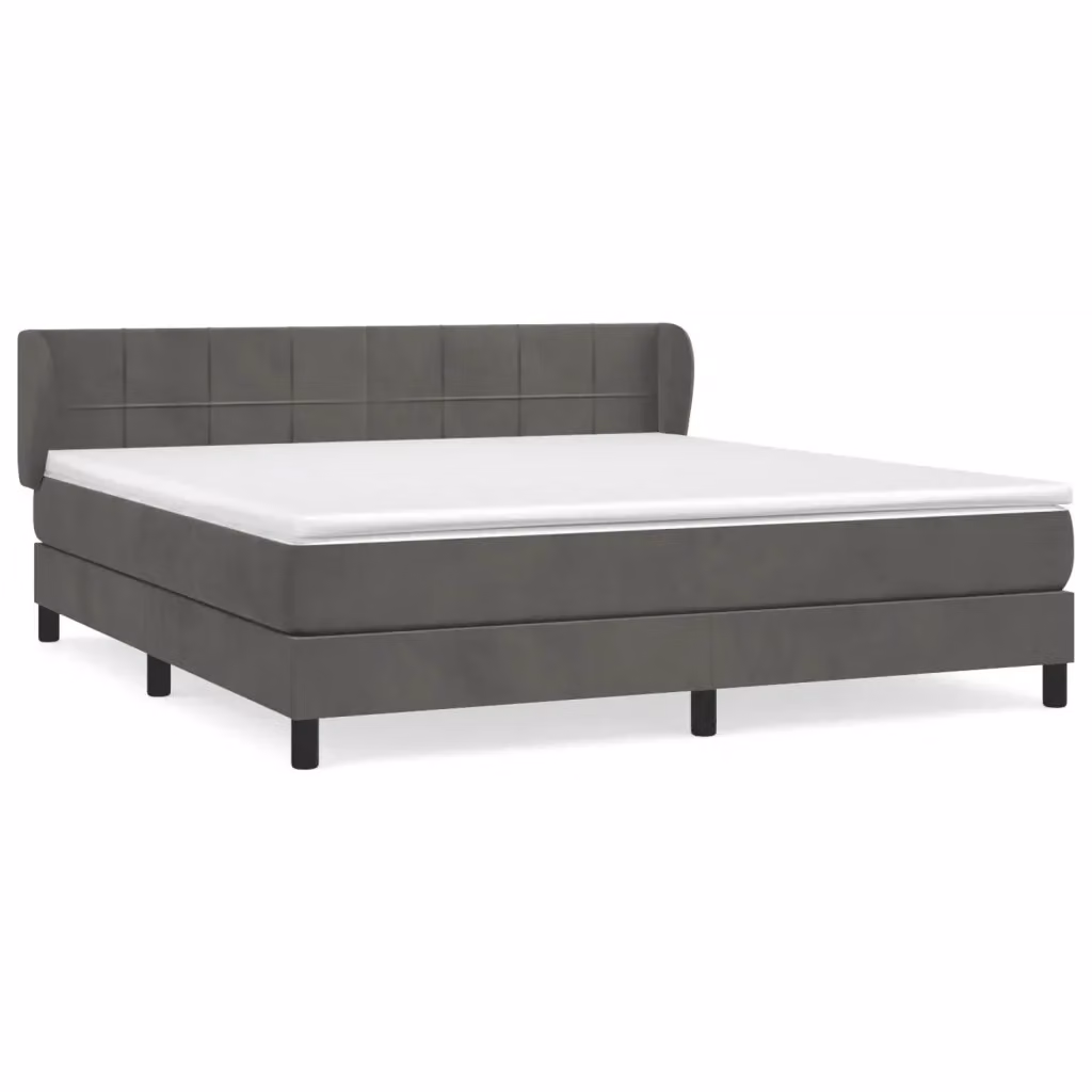 Letto Ibrido vidaXL con Giroletto a Molle e Materasso in Velluto Grigio e Bianco, Struttura in Legno di Larice, L/P/H: 183 x 180 x 203 cm – 2
