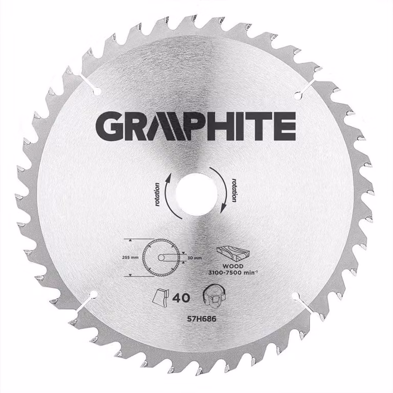 GRAPHITE Lama per sega, widia, 255 x 30 mm, 40 denti