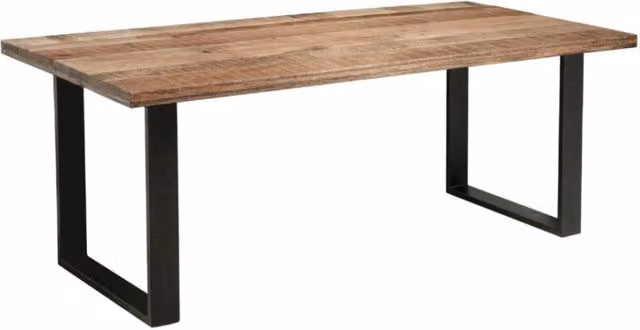 Table LODEN 180 cm – Piano in legno massiccio di mango e gambe in metallo nero