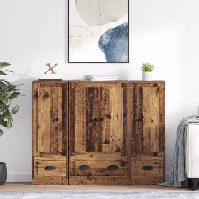 Credenza 3 pz Legno vecchio 132 x 35,5 x 103,5 cm 3402671