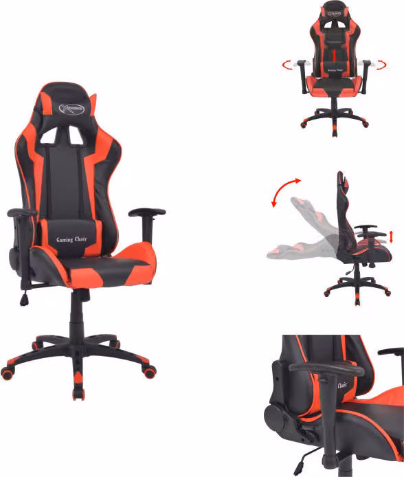 vidaXL Sedia da ufficio sedia da gioco inclinabile in Similcuoio rossa - Sedie da ufficio