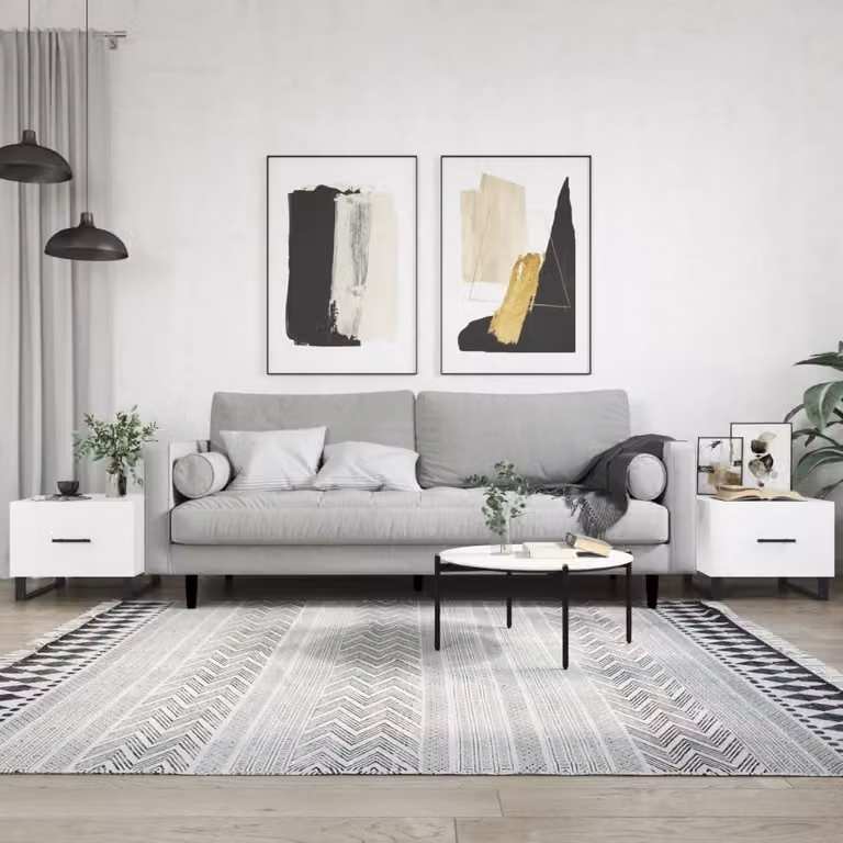 Maison Exclusive - Tavolini da salotto 2 pz. Bianco lucido 50x50x40 cm Materiale ligneo