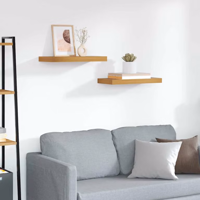 Set di 2 scaffali da parete vidaXL in legno marrone L: 50 cm, P: 23,5 cm, H: 3,8 cm