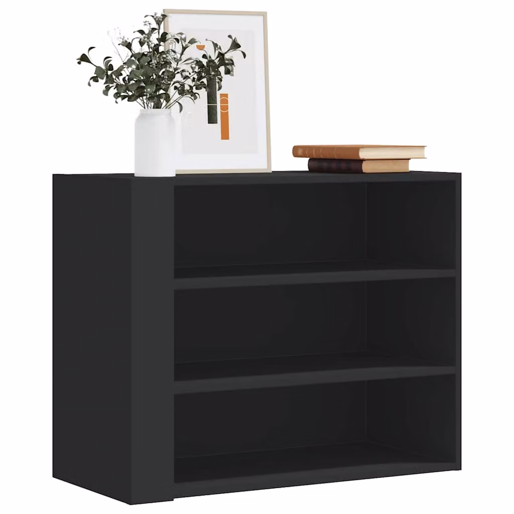 Armadietto a muro vidaXL nero moderno in MDF con ripiani interni L: 75 cm, P: 35 cm, H: 60 cm