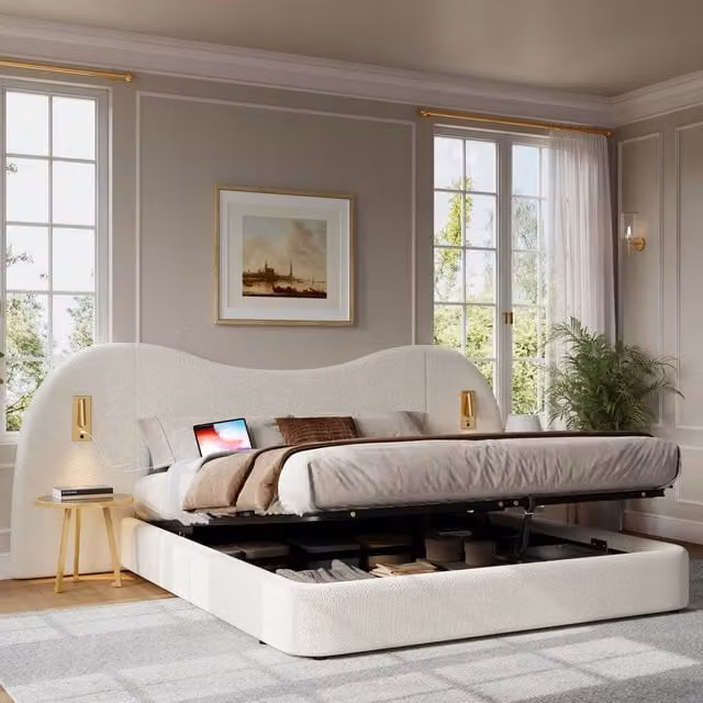 Letto imbottito 180x200 - Xylo - Idraulico bianco