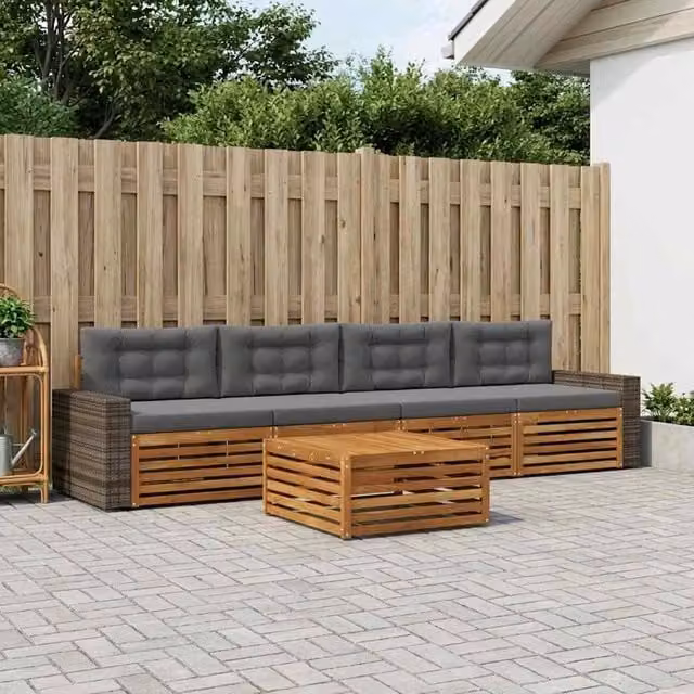 Set di divani da esterno 5 pz Naturale e Antracite 3383010